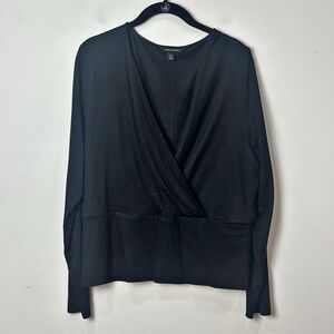Banana Republic Long Sleeve Jersey V Neck Surplice Top Black